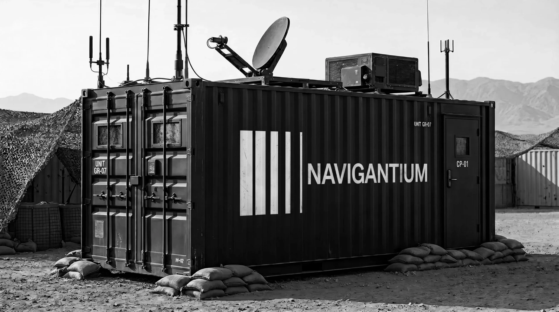 Navigantium air-gapped tactical command pod deployed at a forward operating site